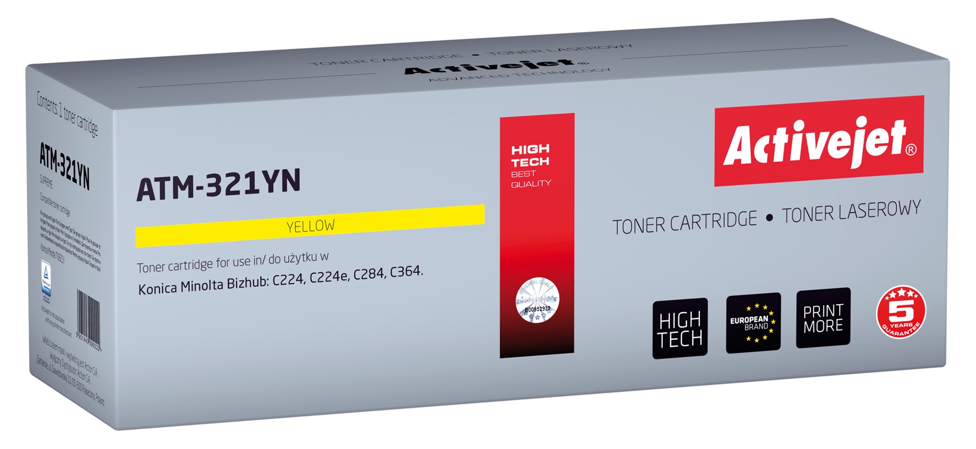 Activejet ATM-321YN toner, nadomestni za Konica Minolta TN321Y, rumena