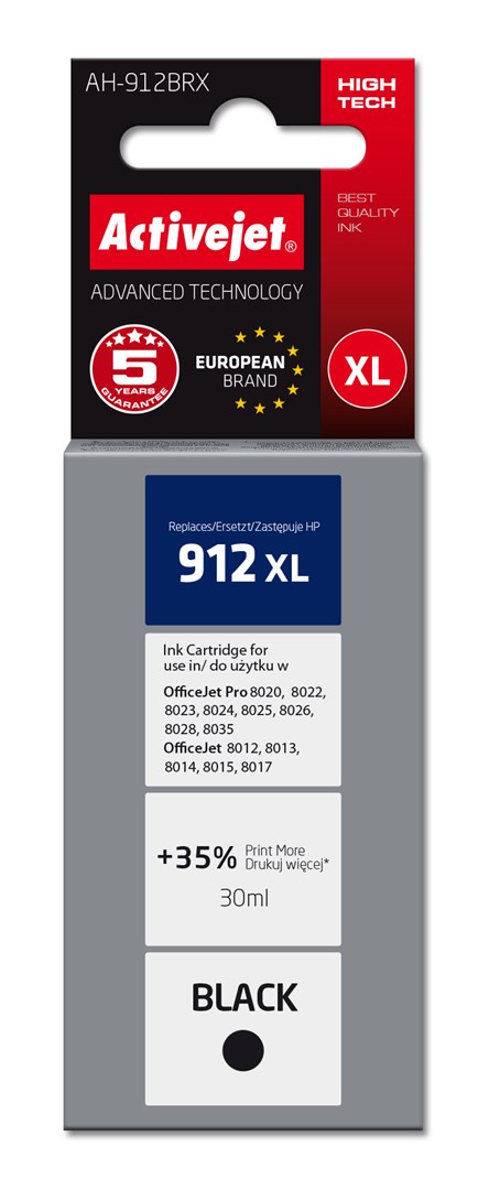 Activejet AH-912BRX nadomestna črnica (za HP 912XL 3YL84AE, Premium, 1100 strani, 30 ml)