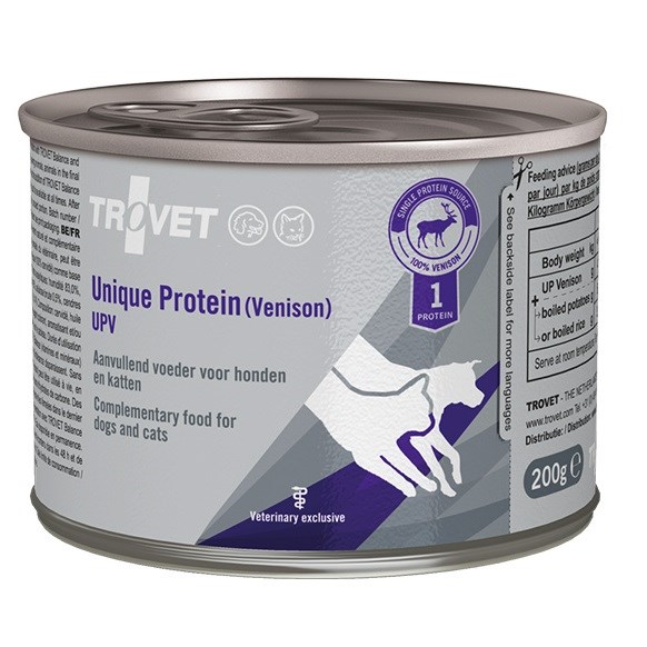 TROVET Unique Protein UPV Pasje in mačje mokrota hrana s srnjadjo - 200g
