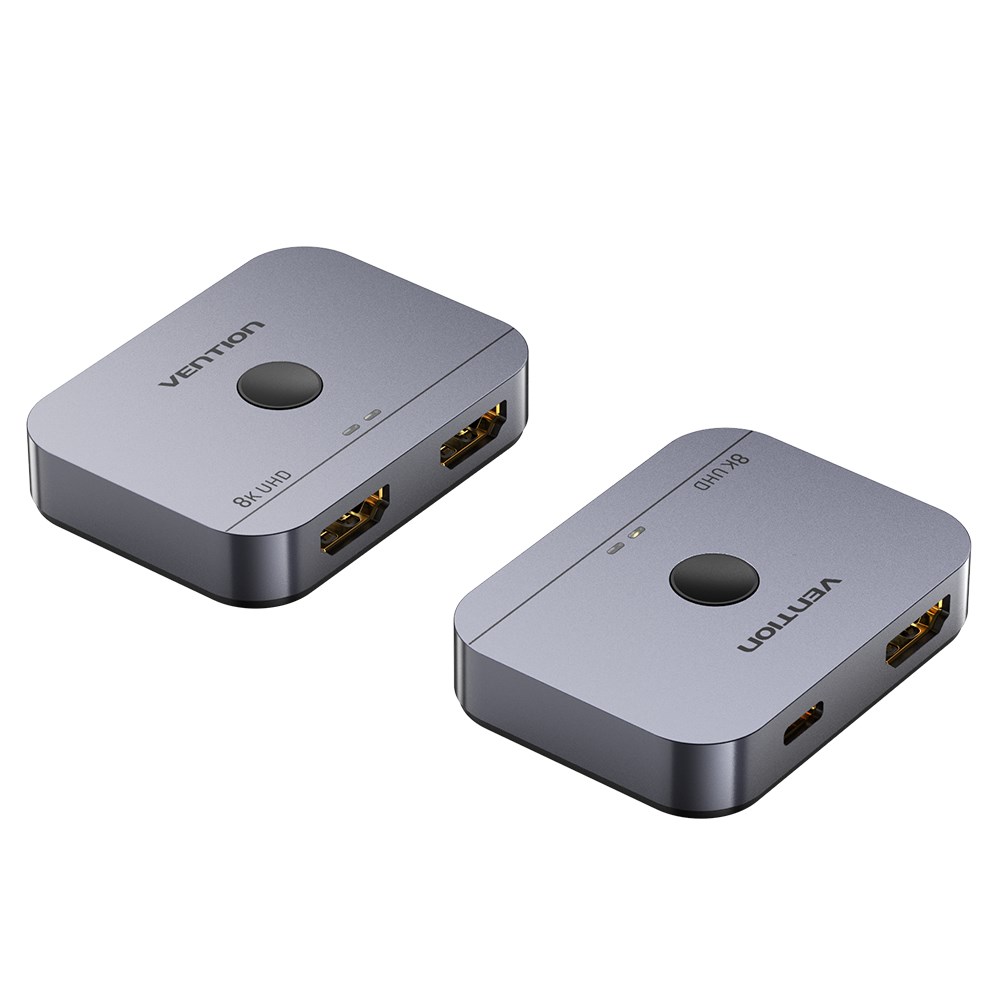 Vention 2-port 8K HDMI preklopnik, aluminijasta zlitina, siv