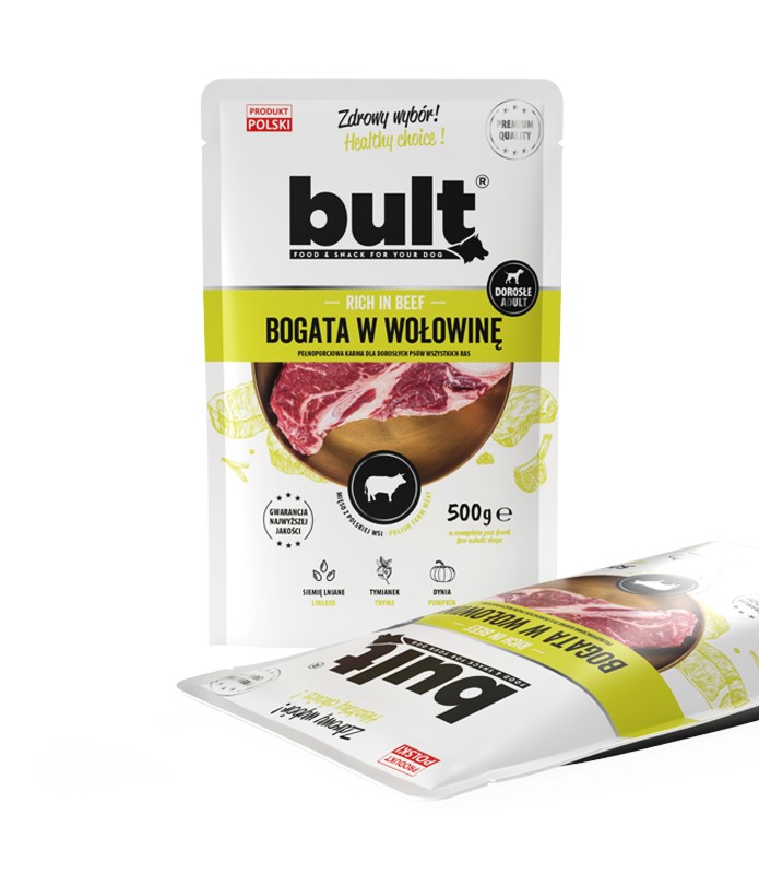 Hrano za pse BULT, bogata z govedino - mokra hrana - 500 g