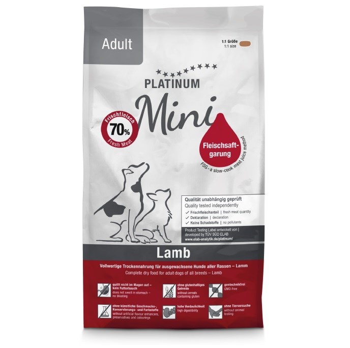 PL1 Platinum Adult Mini Pasja hrana, jagnjetina, pol-vlažna, 900g