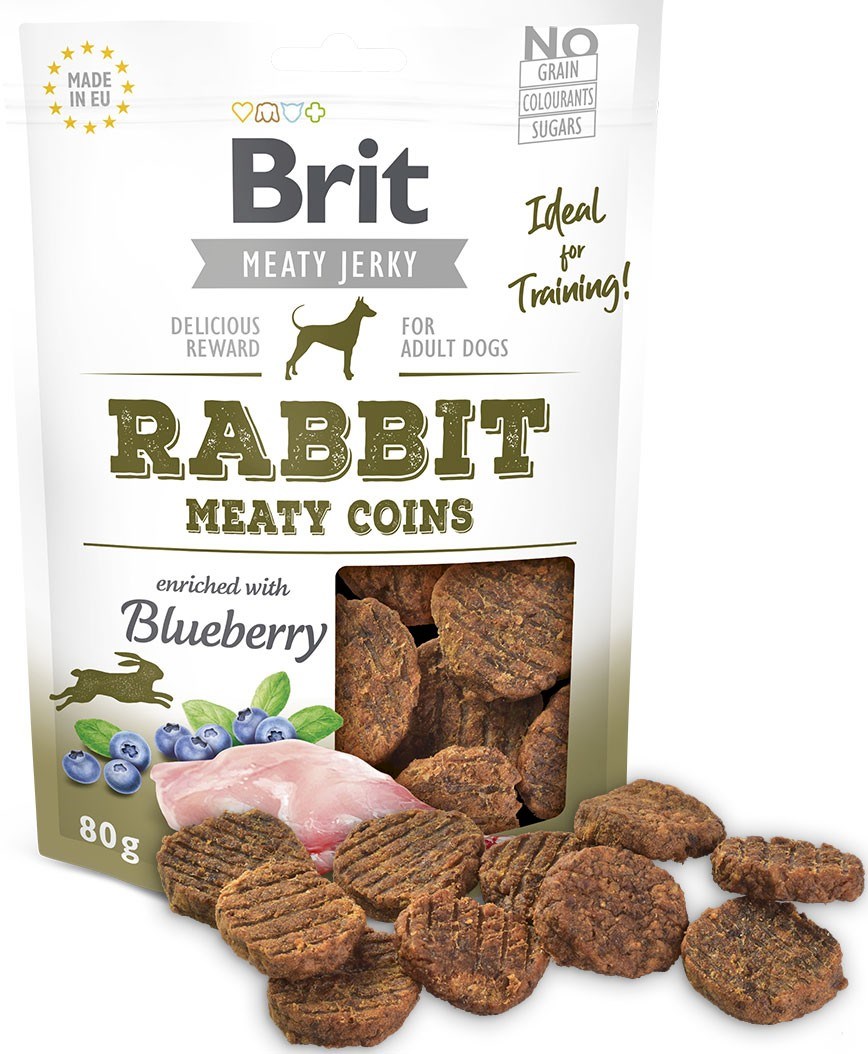 BRIT Meat Jerky Coins Zajec - priboljšek za pse, 80g