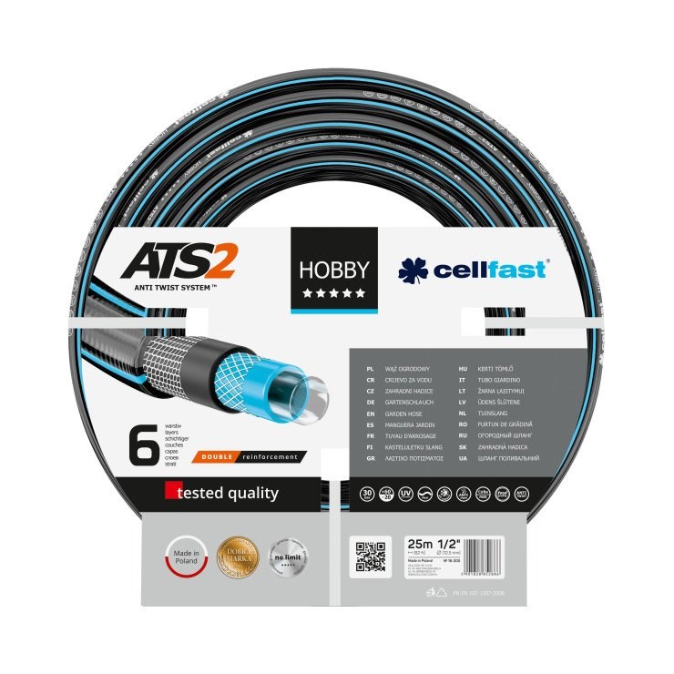 CELLFAST HOBBY ATS2 vrtna cev 25 m, črna