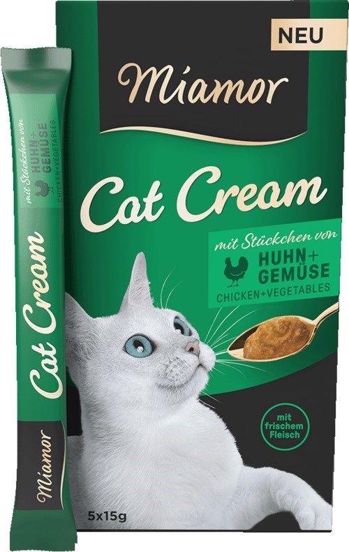 MIAMOR Cat Cream Chicken - kremni priboljšek za mačke s piščancem in zelenjavo (5x15g)