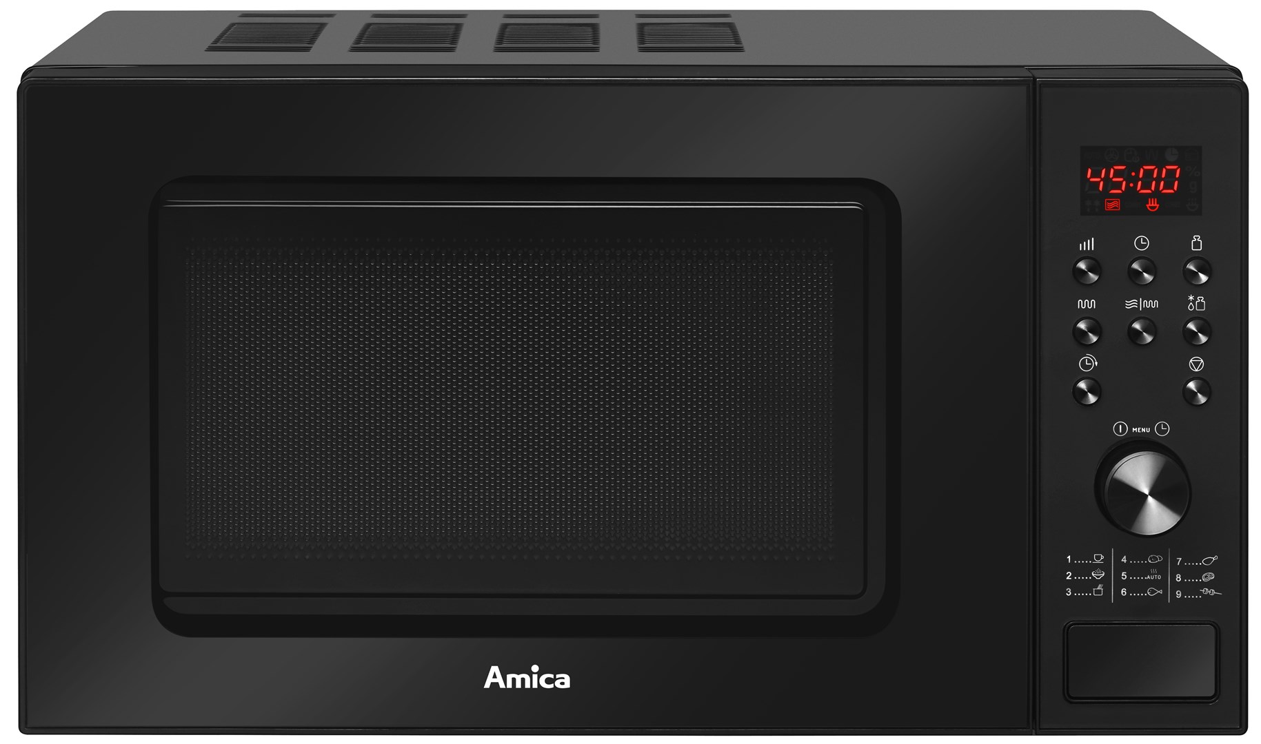 Mikrovalovna pečica Amica AMGF20E1GB s funkcijo žara, 20 L, 700 W, črna