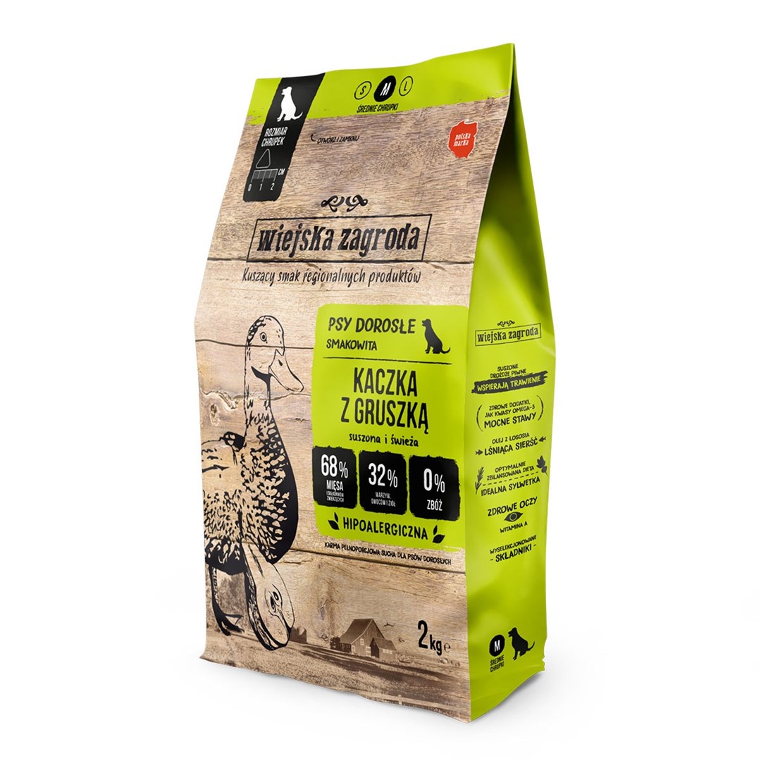 WIEJSKA ZAGRODA Suha hrana za pse s hruško M - WZA - 2kg