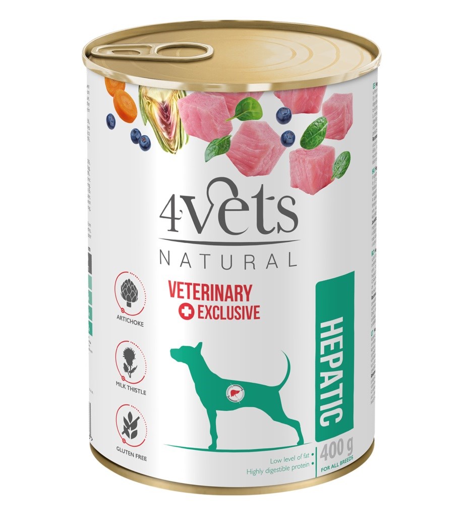 4VETS Natural Hepatic - mokra hrana za pse za podporo jeter 400 g