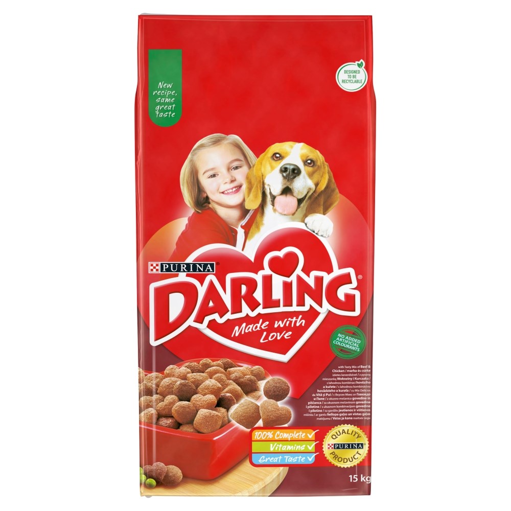 PURINA Darling Beef with Chicken 15kg - suha pasja hrana za vse pasme