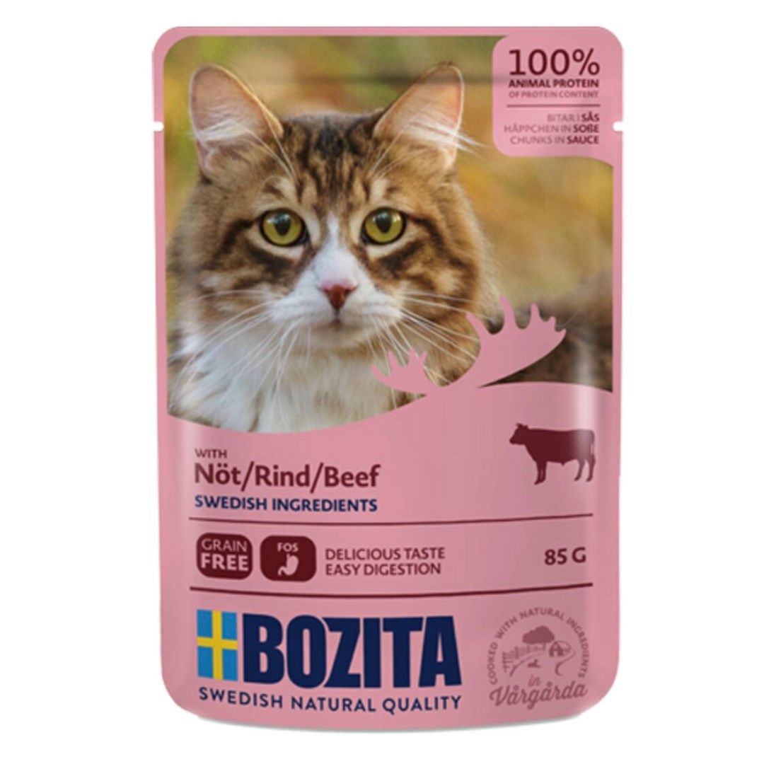 BOZITA Meat chunks in sauce z govedino, mokra hrana za mačke, 85g