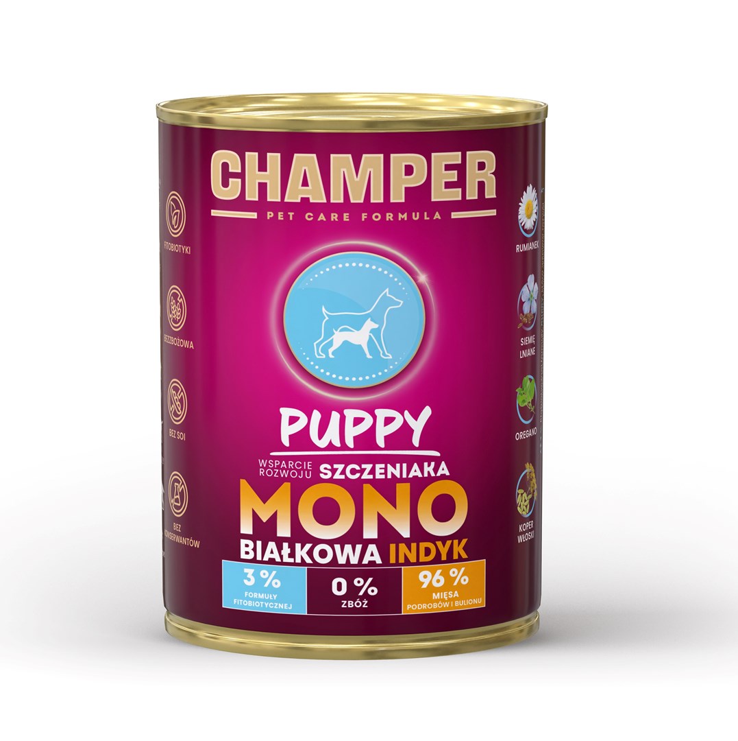 CHAMPER Puppy Monoprotein Puranj - mokra hrana za mladiče - 400g
