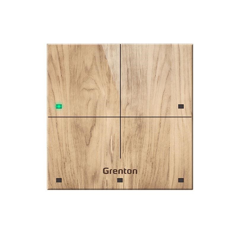 Grenton TPA-604-T-02 Touch panel, 4 polja, TF-Bus, svetla lesena sprednja stran