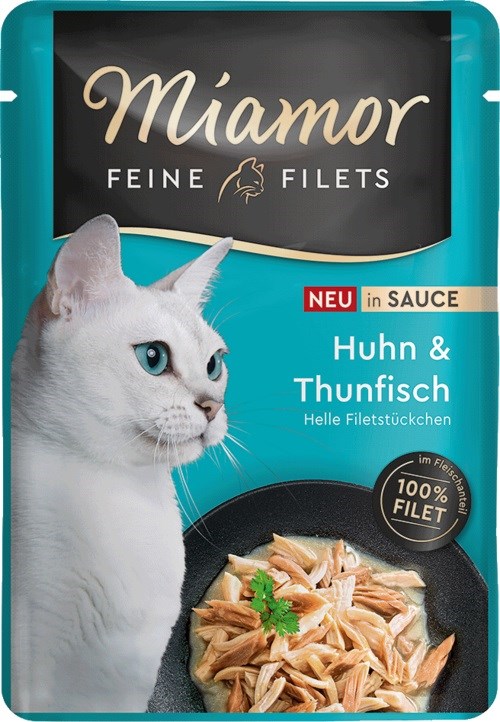 MIAMOR Fine Filets Piščanec z tuno v omaki - mokra hrana za mačke - 100g