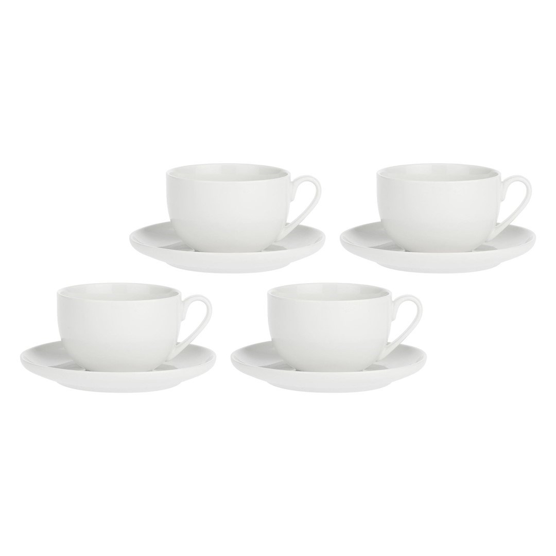 LA PORCELLANA BIANCA CORTE komplet 4 skodelic s podstavki 450 ml, bela