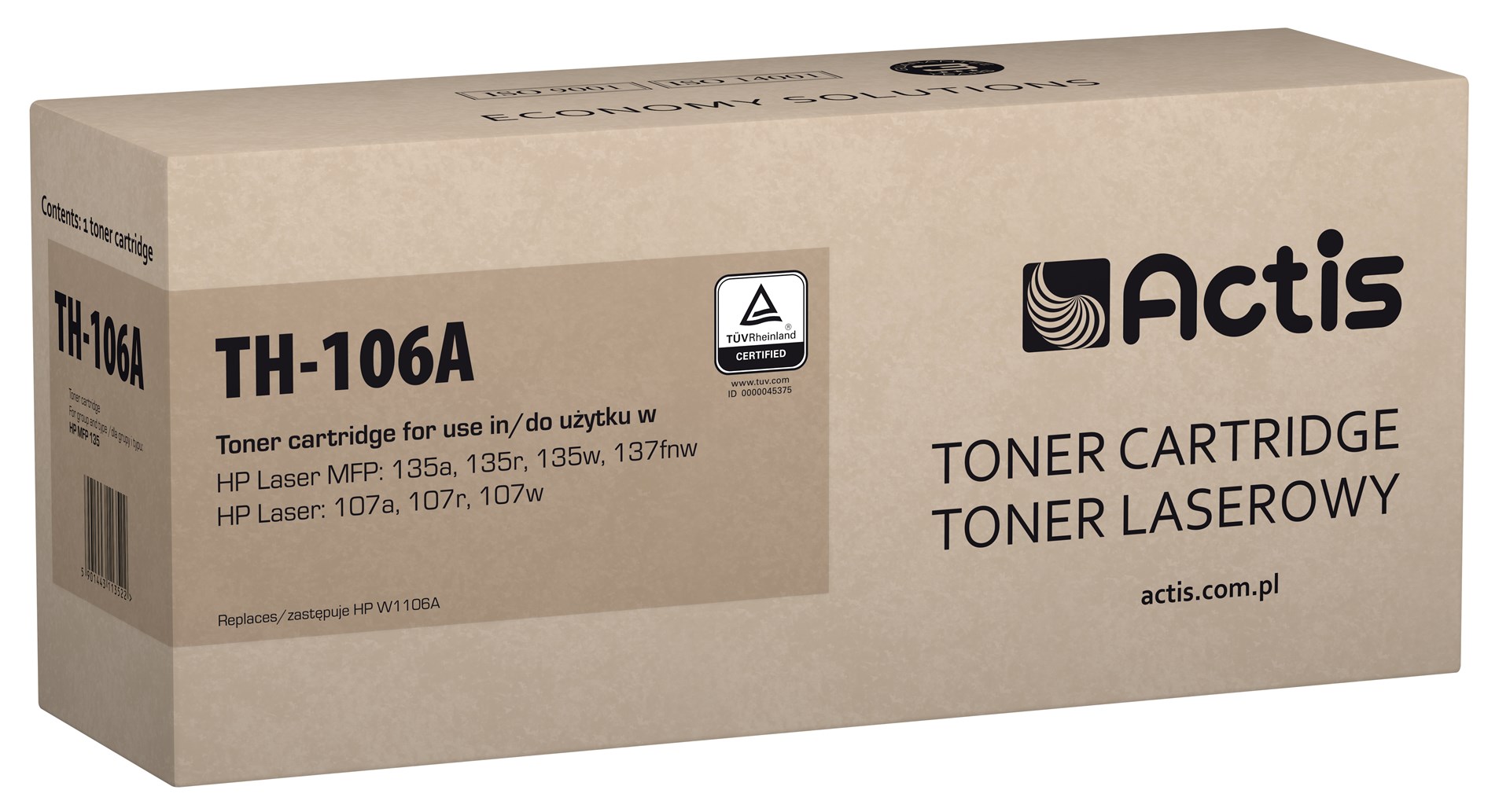 Actis TH-106A Združljiva črna laserska kartuša (nadomestna za HP 106A W1106A)