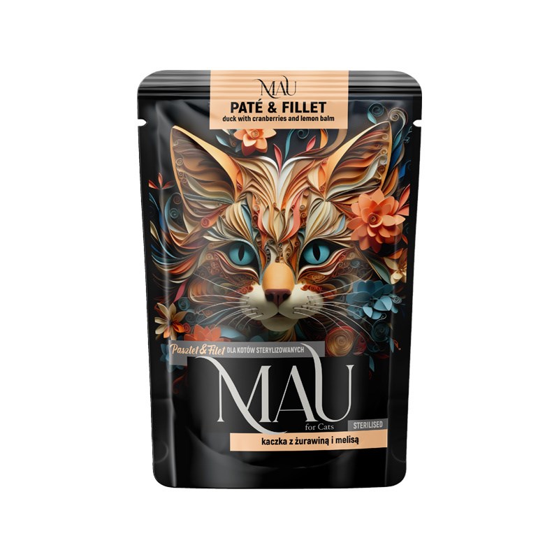 MAU Pate & Fillet Mokra hrana za sterilizirane mačke, račja s brusnicami, 85g