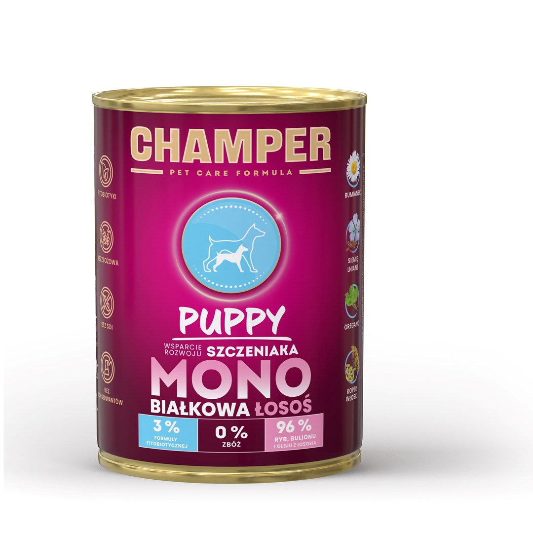 CHAMPER Puppy Monoprotein Losos - mokra hrana za mladiče, 400 g