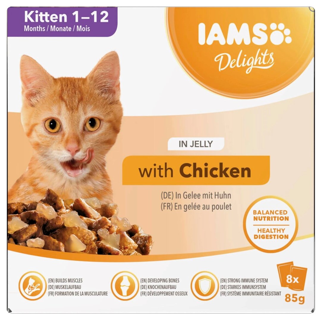 IAMS Delights Junior v želeju - mokra hrana za mačke - 8 x 85 g