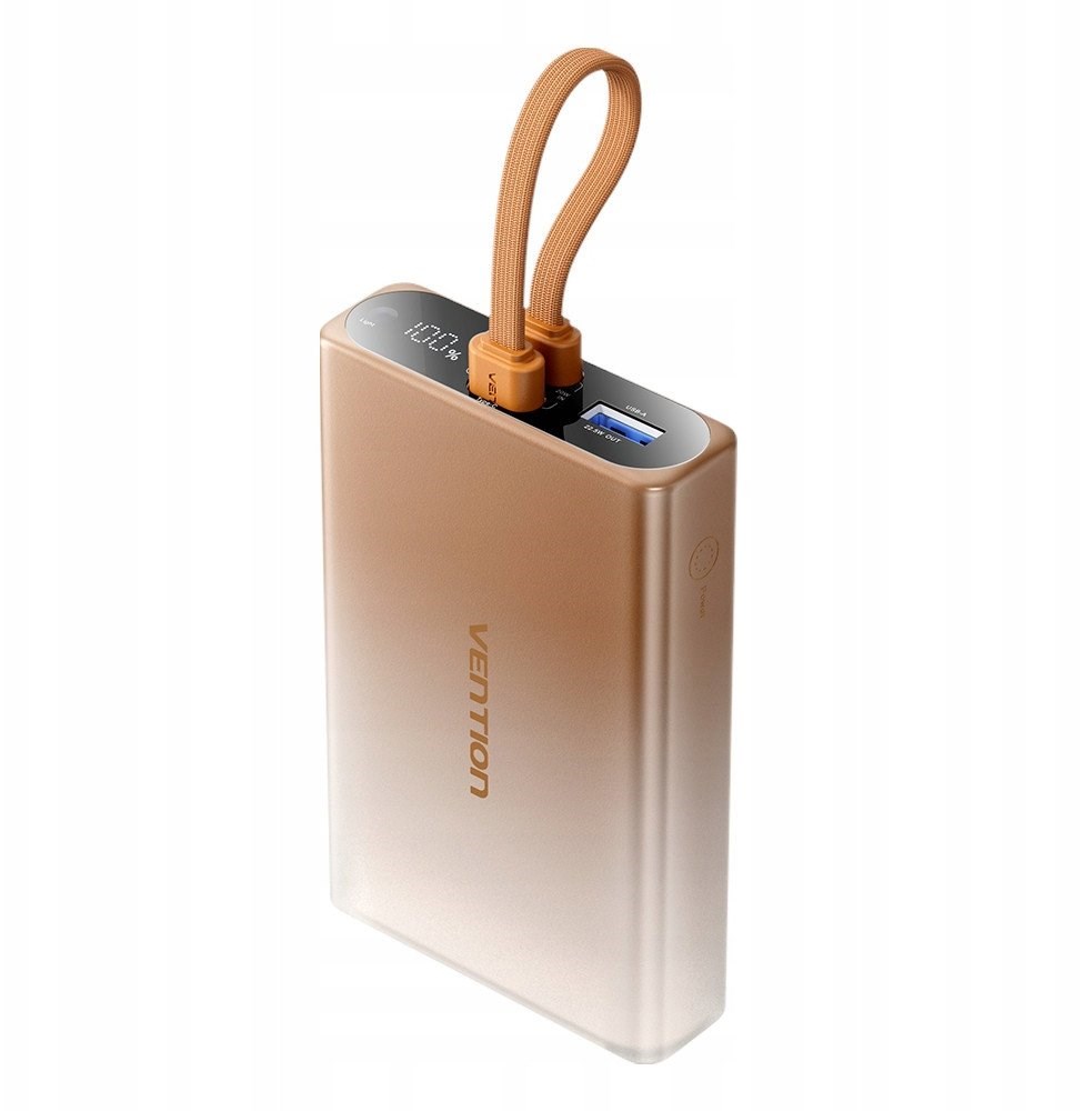 Vention 10000mAh power bank, LED, USB-C + Lightning + USB-A, 22.5W (baker)