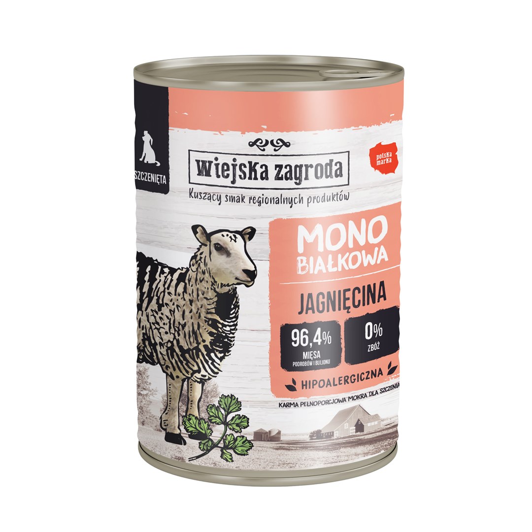 WIEJSKA ZAGRODA Puppy Monoprotein Lamb - mokra hrana za pse, 400g