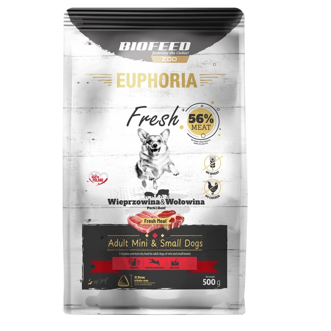 BIOFEED Euphoria Fresh Adult Pork and beef XS/S - suha pasja hrana - 500g