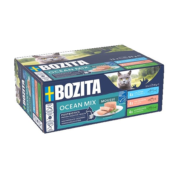 BOZITA Mousse Mix Ocean – mokra hrana za mačke, 12 x 85 g