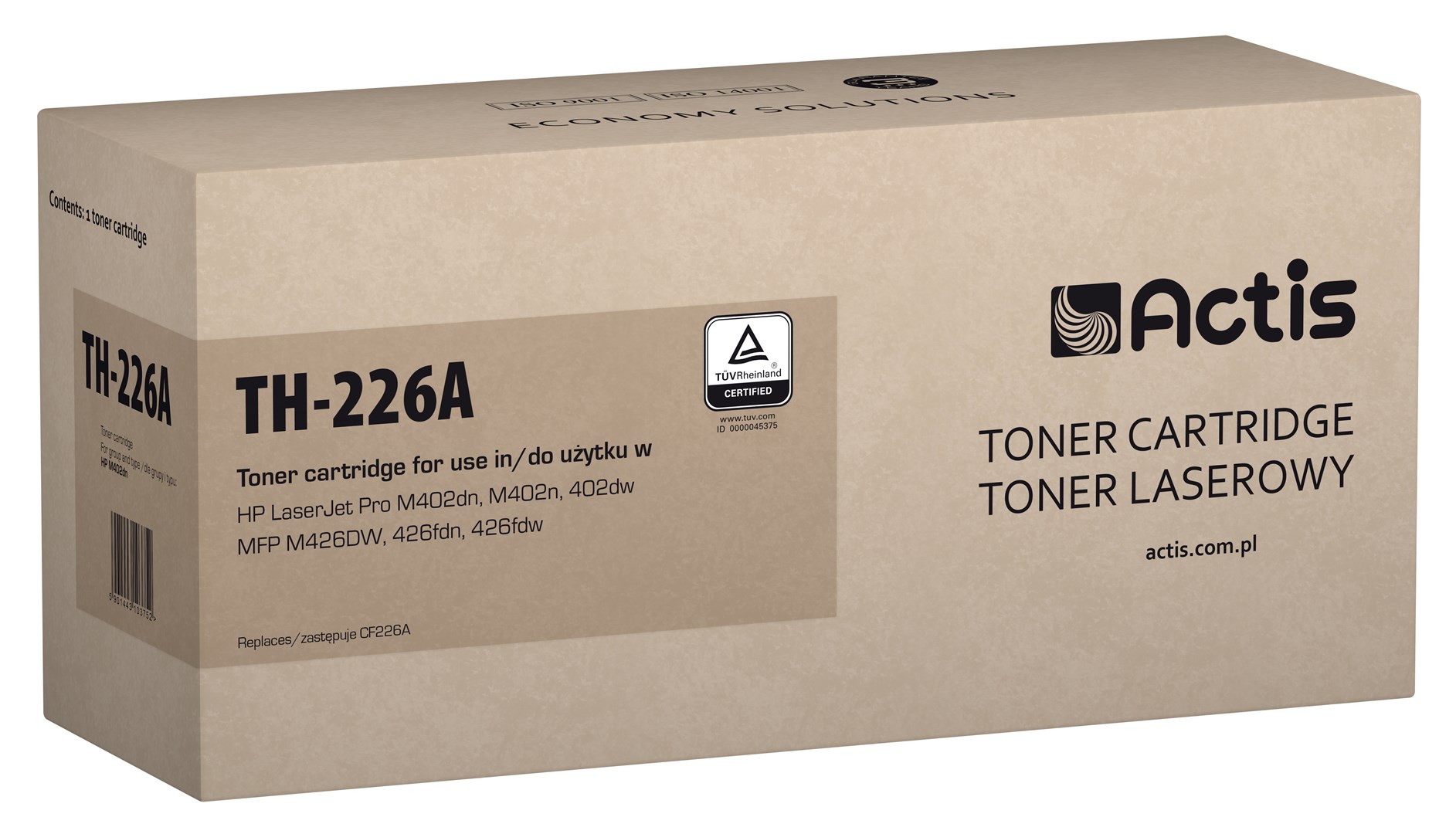 Actis TH-226A Združljiva črna laserska kartuša (nadomestna za HP 226A CF226A/Canon CRG052)