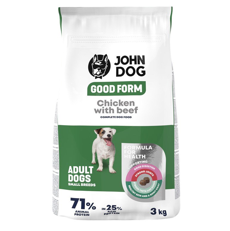 JOHN DOG Good Form Small breeds Chicken with beef - Suha hrana za majhne pse, 3kg