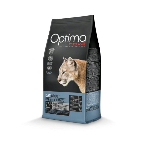 OPTIMANOVA Cat Rabbit & Potato - Suha hrana za odrasle mačke, 2 kg