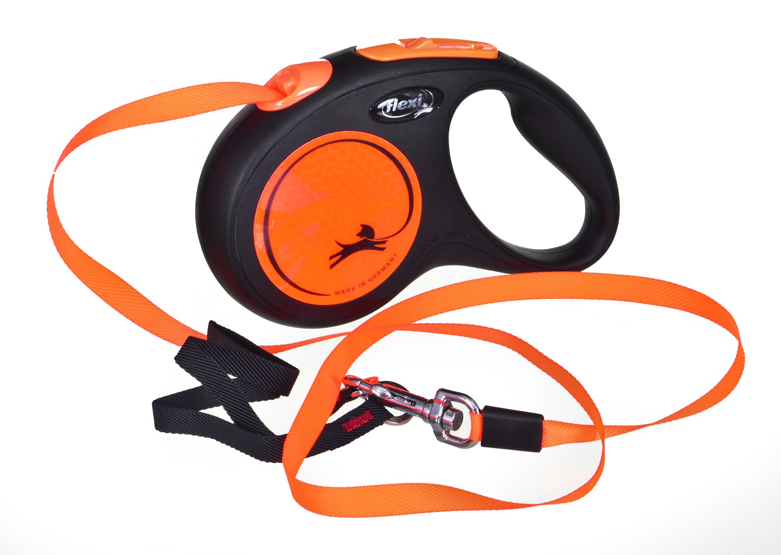 FLEXI New Neon M oranžen uvlačni povodec - 5 m