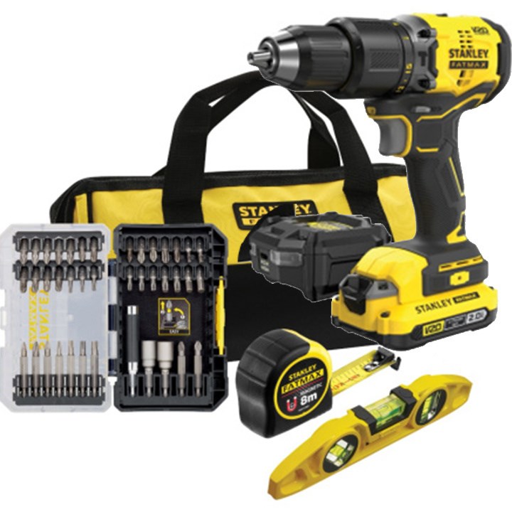 Stanley SFMCK101D1S 18V set akumulatorske vrtalne/vijačne, rumena/črna