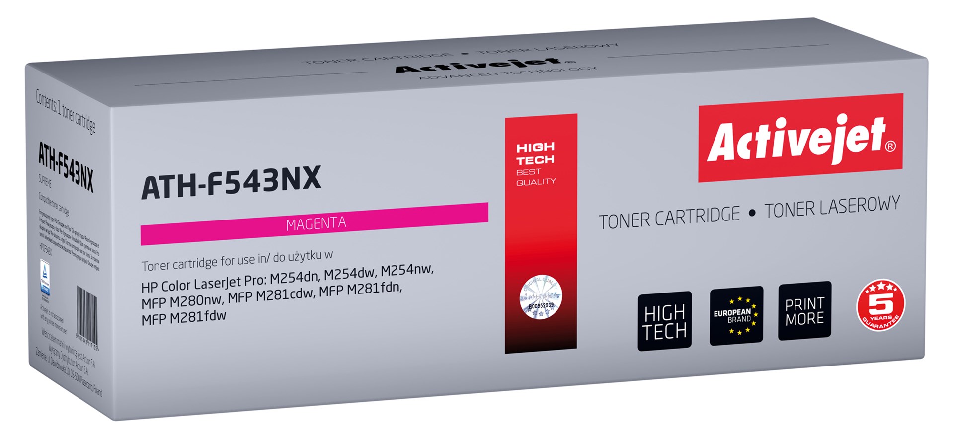 Activejet ATH-F543NX toner (nadomestilo za HP 203X CF543X, CRG 054H); Magenta; 2500 strani