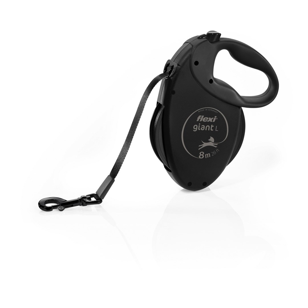 FLEXI Giant Tape Black Edition - avtomatski povodec za pse - 8 m