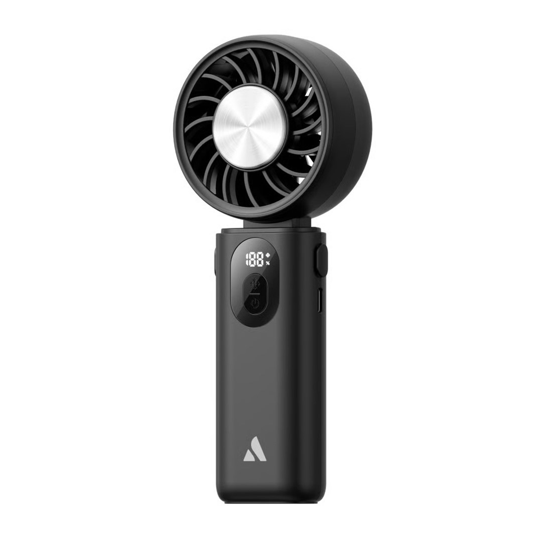 Zložljiv ročni ventilator AECOOLY Halo 04 z ohlajevalno ploščo, črn