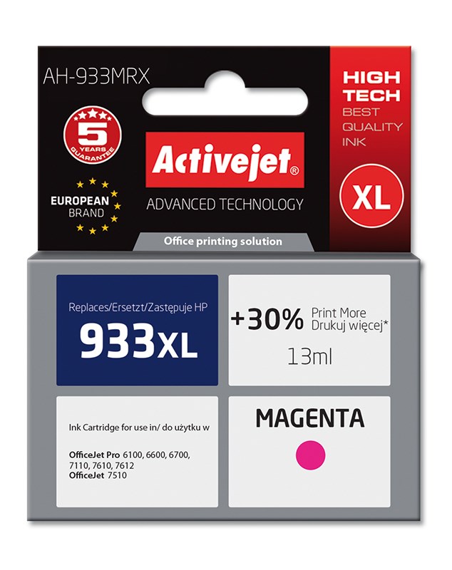 Activejet črnilo AH-933MRX (nadomestno za HP 933XL CN055AE), Magenta, 14 ml