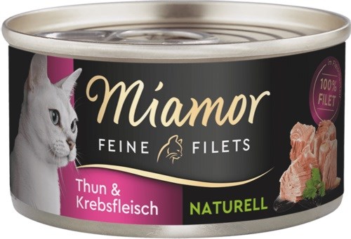 MIAMOR Feine Filets Naturell Tuna z raki v konzervi - mokra hrana za mačke - 80g