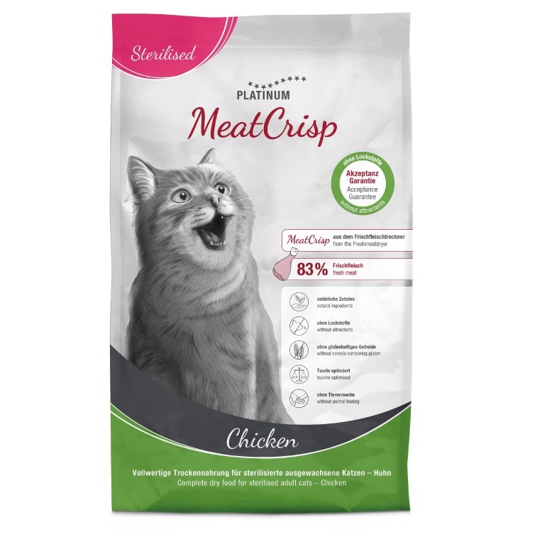 PLATINUM MeatCrisp Chicken - suha hrana za sterilizirane mačke, 3kg