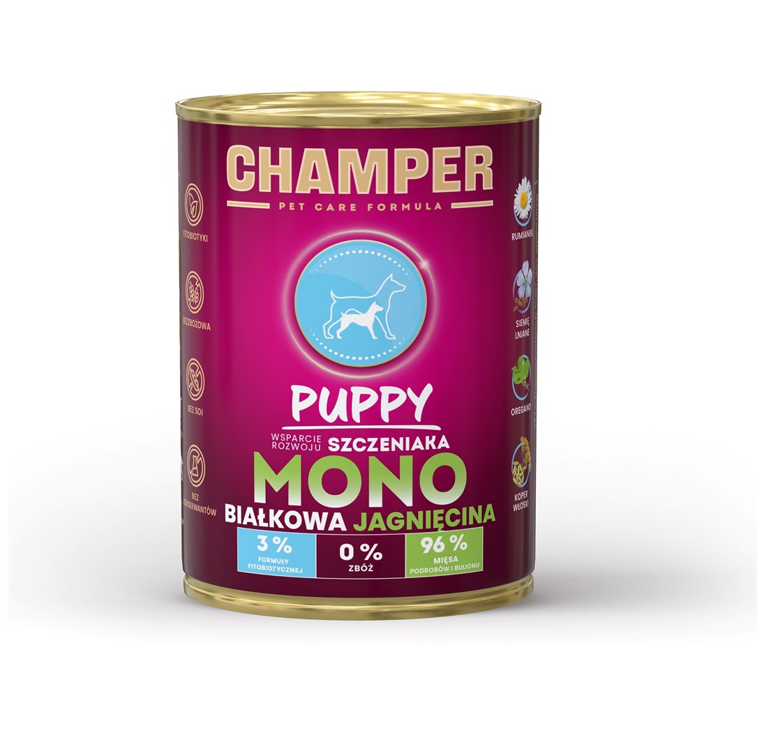 CHAMPER Puppy Monoprotein Jagnjetina - mokra hrana za pse, 400g