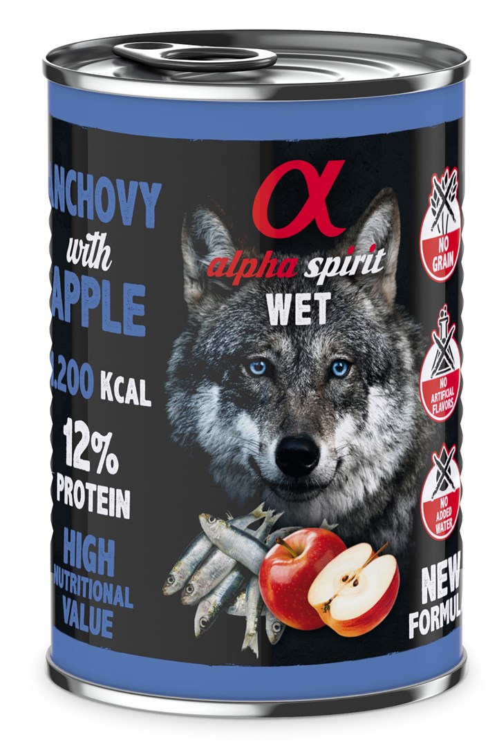 ALPHA SPIRIT WET Sardele z jabolkom - mokra hrana za pse - 400g