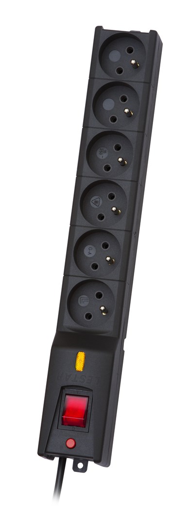 Razširitveni trak Lestar LX 610 G-A, 6 vtičnic, 1.5m, črn