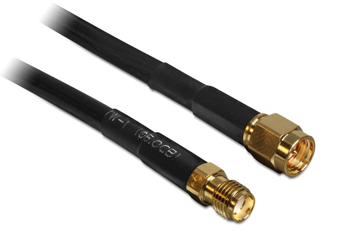 DeLOCK koaksialni kabel, SMA m/f, 10m, CFD200, črn