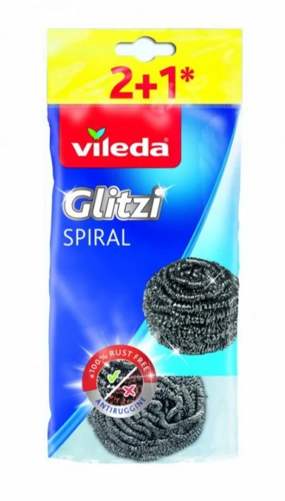 Jeklena gobica Vileda Glitzi Spiral, 3 kosi, srebrna