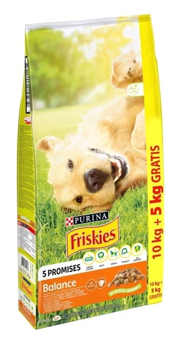 PURINA Friskies Balance Piščanec z zelenjavo - suha hrana za pse 10 + 5kg