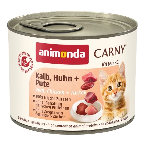 ANIMONDA Carny Kitten - mokra hrana za mačke, teletina, piščanec, puran (200g)