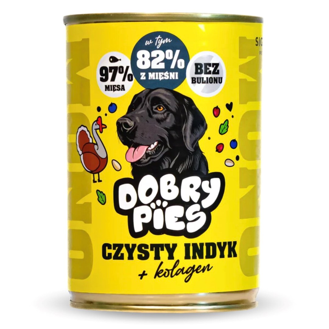 DOBRY PIES Mono Pure puran + kolagen - mokra hrana za pse - 400g