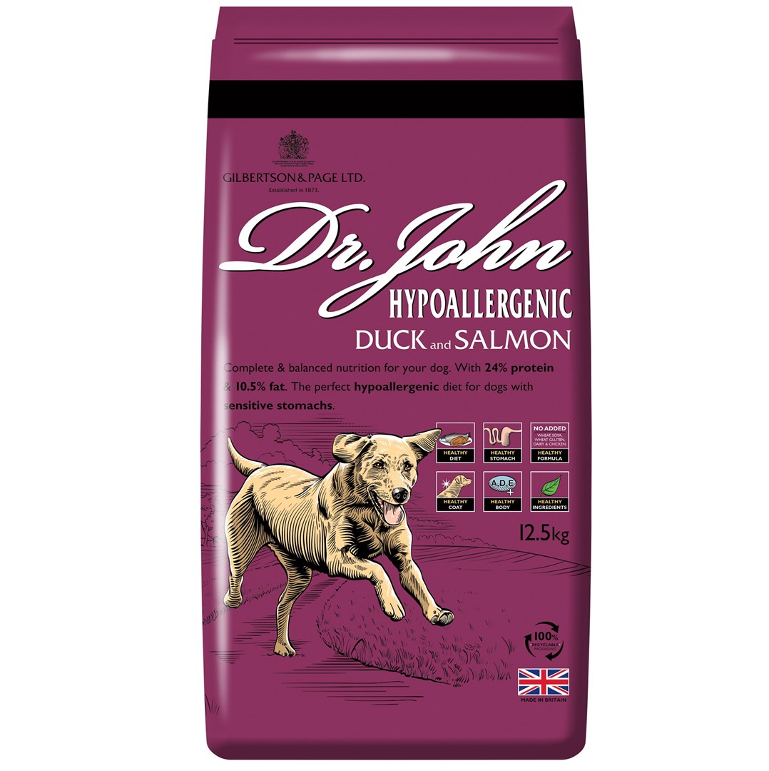 DR JOHN Hypoallergenic Duck with salmon - suha pasja hrana, 12,5 kg