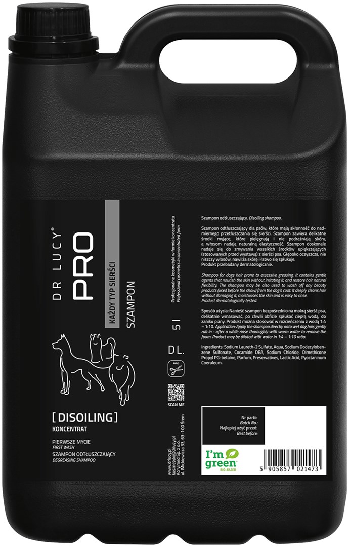 DR LUCY PRO DISOILING Šampon za razmaščevanje psov, 5 L