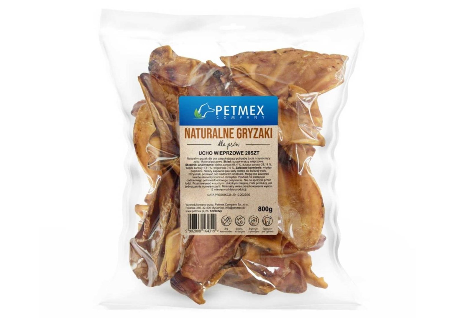 PETMEX Svinjska ušesa - za pse - 20 kosov (800 g)