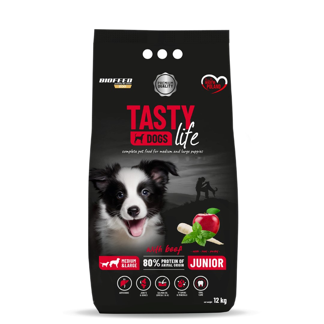 BIOFEED Tasty Life Junior goveje briketi za pse, srednje/velike pasme, 12 kg
