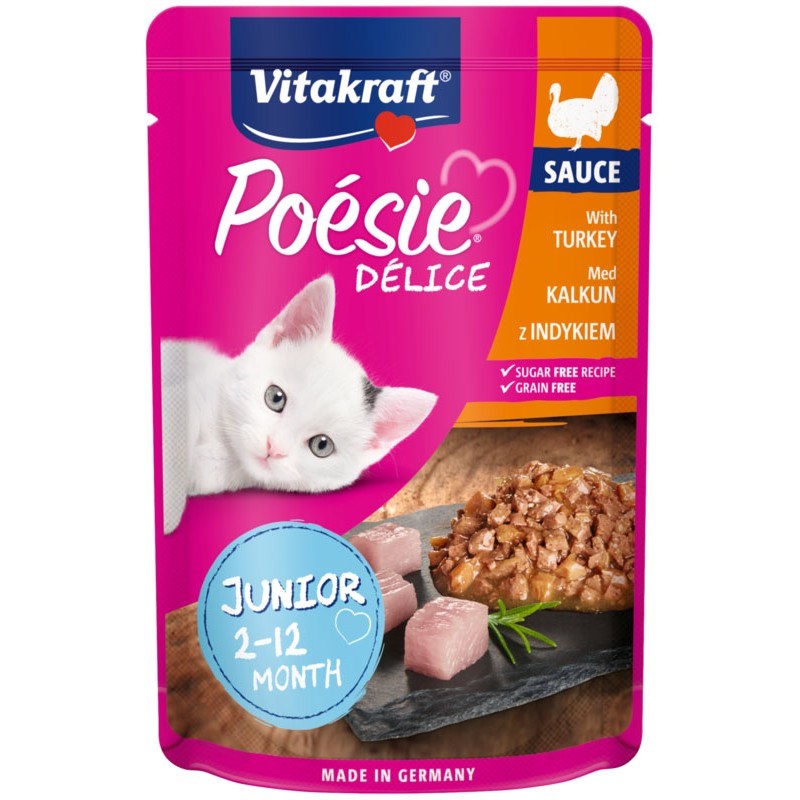 Mokre hrana za mačke VITAKRAFT Poésie Delice Junior s puranom, 85 g